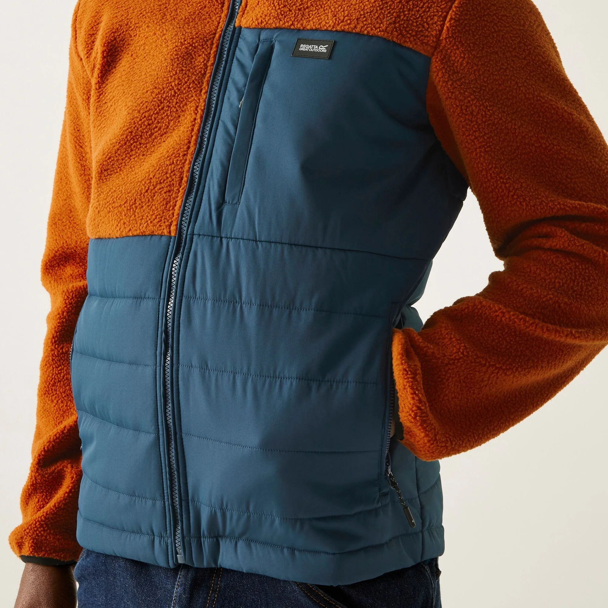 Regatta Men's Frankie Borg Hybrid Full Zip Fleece | Clay / Orange - Image 4