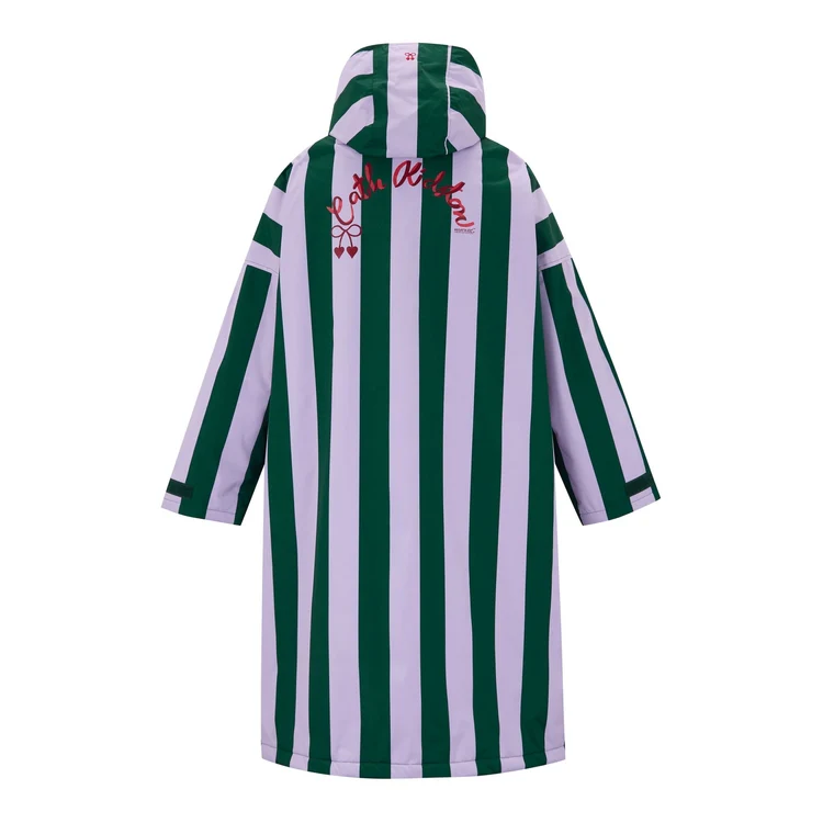 Regatta X Cath Kidston Adult Changing Robe - Lilac & Green Candy Stripe - Image 3