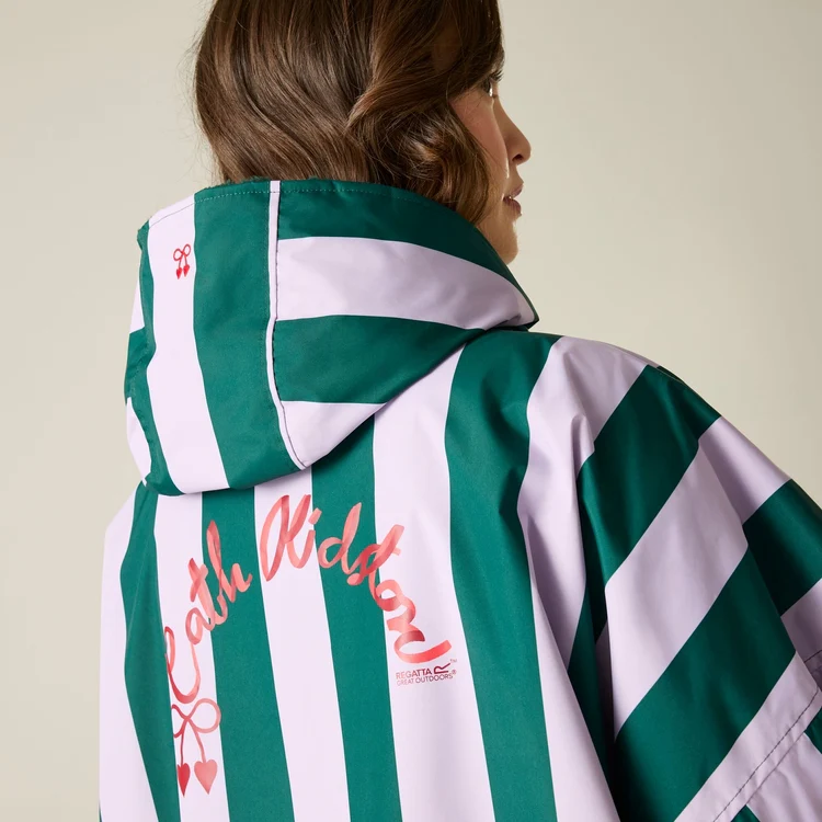 Regatta X Cath Kidston Adult Changing Robe - Lilac & Green Candy Stripe - Image 4