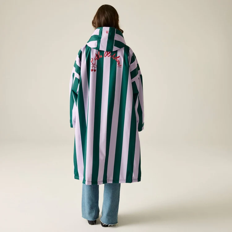 Regatta X Cath Kidston Adult Changing Robe - Lilac & Green Candy Stripe - Image 9