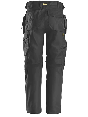 Snickers Canvas+ Stretch Work Trousers with Holster Pockets - Black - Image 2