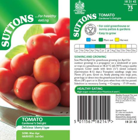Tomato 'Gardener's Delight (Indeterminate)' - Seeds - Image 3
