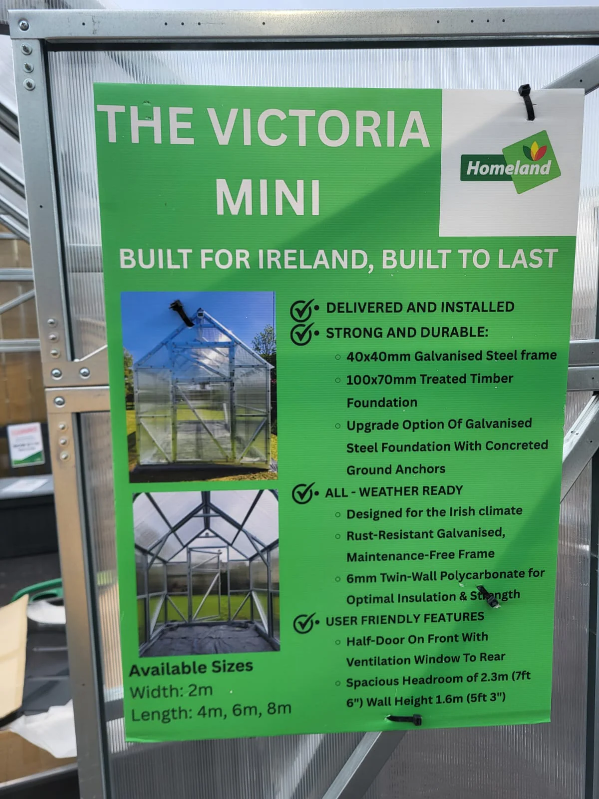 Victoria Mini Polycarbonate Greenhouse 4m x 2m - Image 2